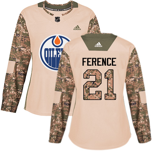Adidas Oilers #21 Andrew Ference Camo Authentic Veterans Day Women's Stitched NHL Jersey